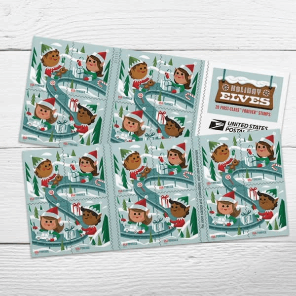 Forever Holiday Elves - Stamps (5 booklet, 100 stamps) - Forever