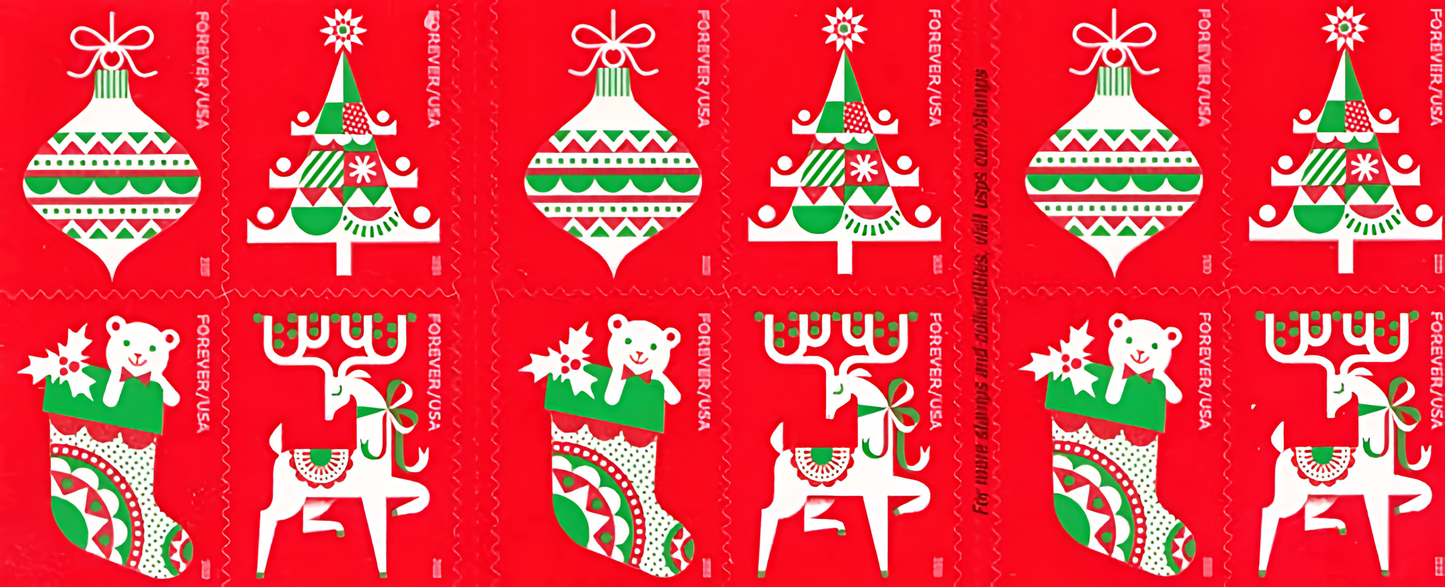 2020 Holiday Fun Christmas stamp booklet pane