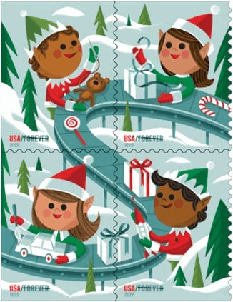 Forever Holiday Elves - Stamps (5 booklet, 100 stamps) - Forever