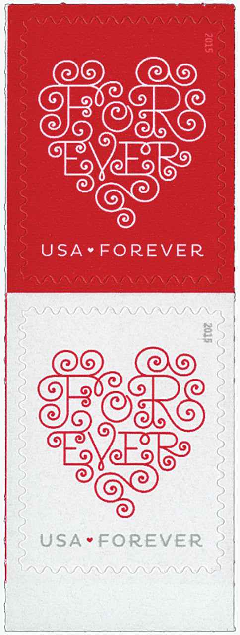 2015 First-Class Forever Stamp - Love Series: White Forever Heart 100pcs - Forever