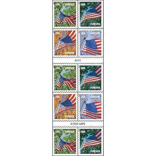 Flags for All Seasons Forever Stamps 100 Stamps (5 Books of 20)100pcs - Forever