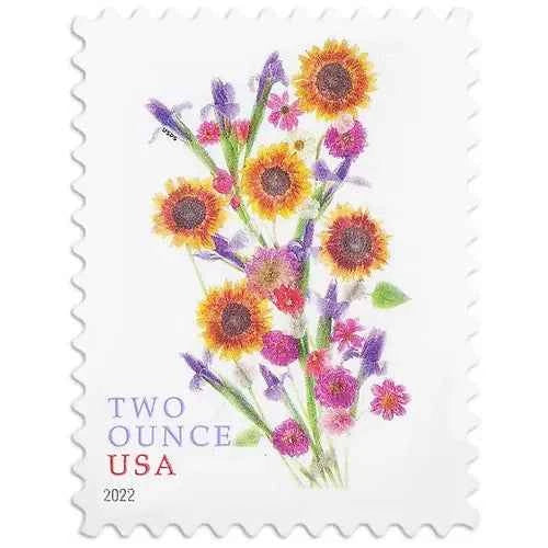 Sunflower Bouquet Stamps 2022 Two-Ounce Forever Stamps 100pcs - Forever