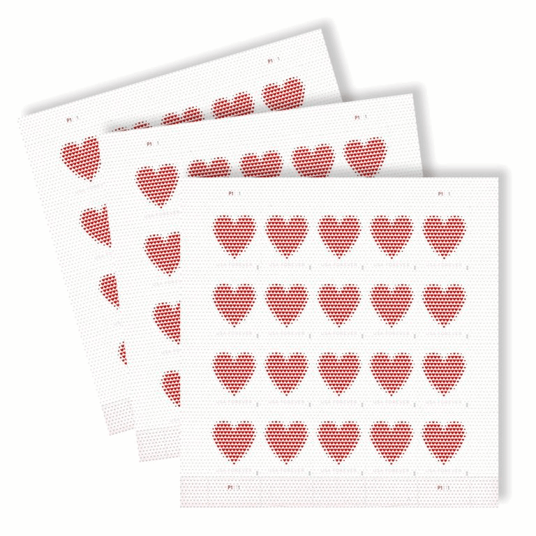 Made of Hearts Postage Stamps (5 Sheets of 100pcs) - Forever