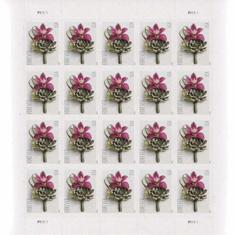 Contemporary Boutonniere Postage Stamps sheet of 20(5 sheets 100pcs) - Forever