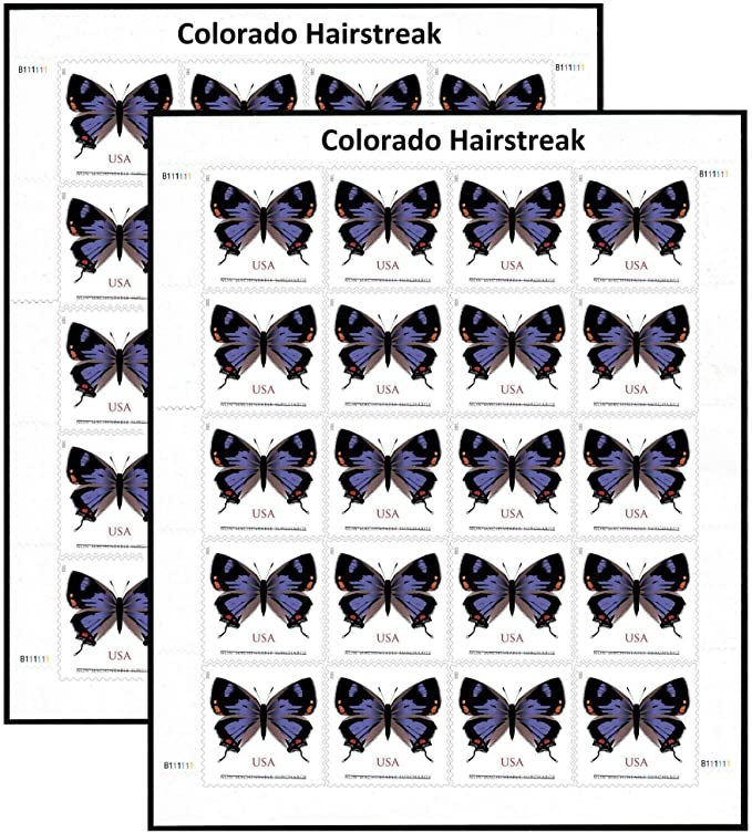 Colorado Hairstreak Forever Postage Stamps 5 Sheets of 20 US Postal First Class Butterfly Wedding Celebration Anniversary Flowers Party (100 Stamps)
