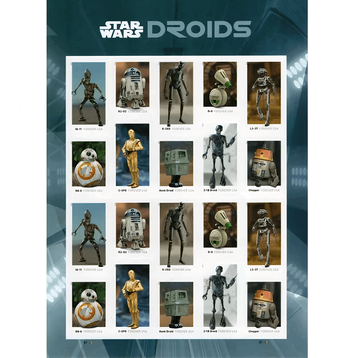 2021 Star Wars Droids stamp pane