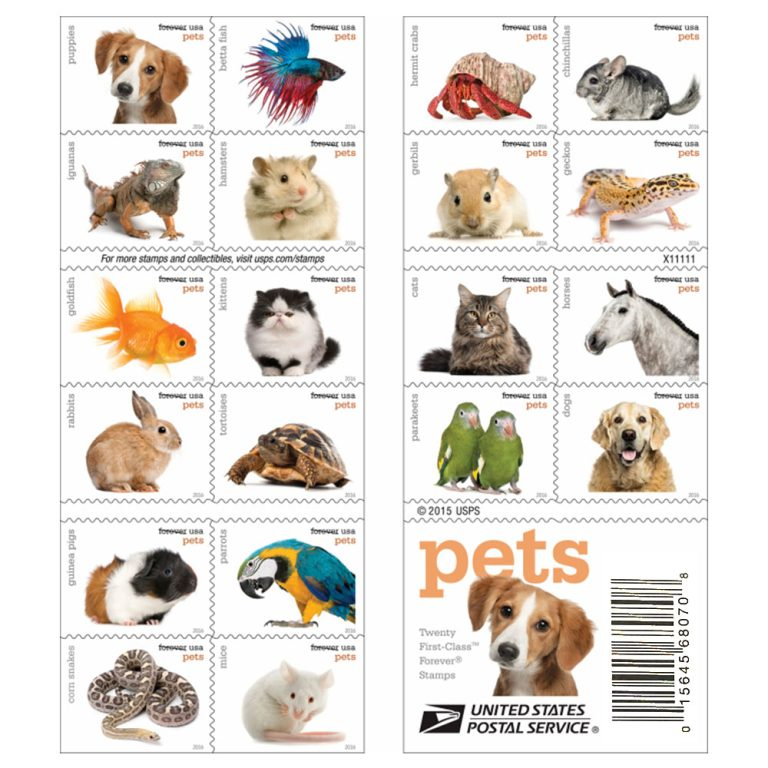Pets Celebrate Animals Forever Stamps 2016 -100Pcs