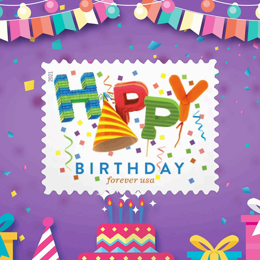 Happy Birthday Stamps 100Pcs - Forever