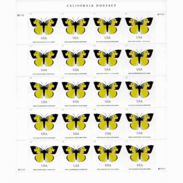 2019 US California Dogface Butterfly Sheet of Twenty Non Machinable Forever Postage Stamp - Forever