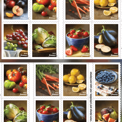2020 Fruits and Vegetables stamp booklet pane