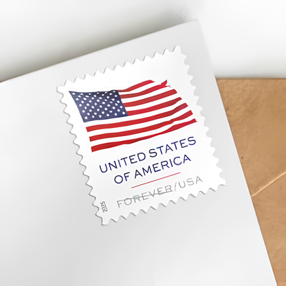 2025 U.S. Flag Forever stamp on an envelope