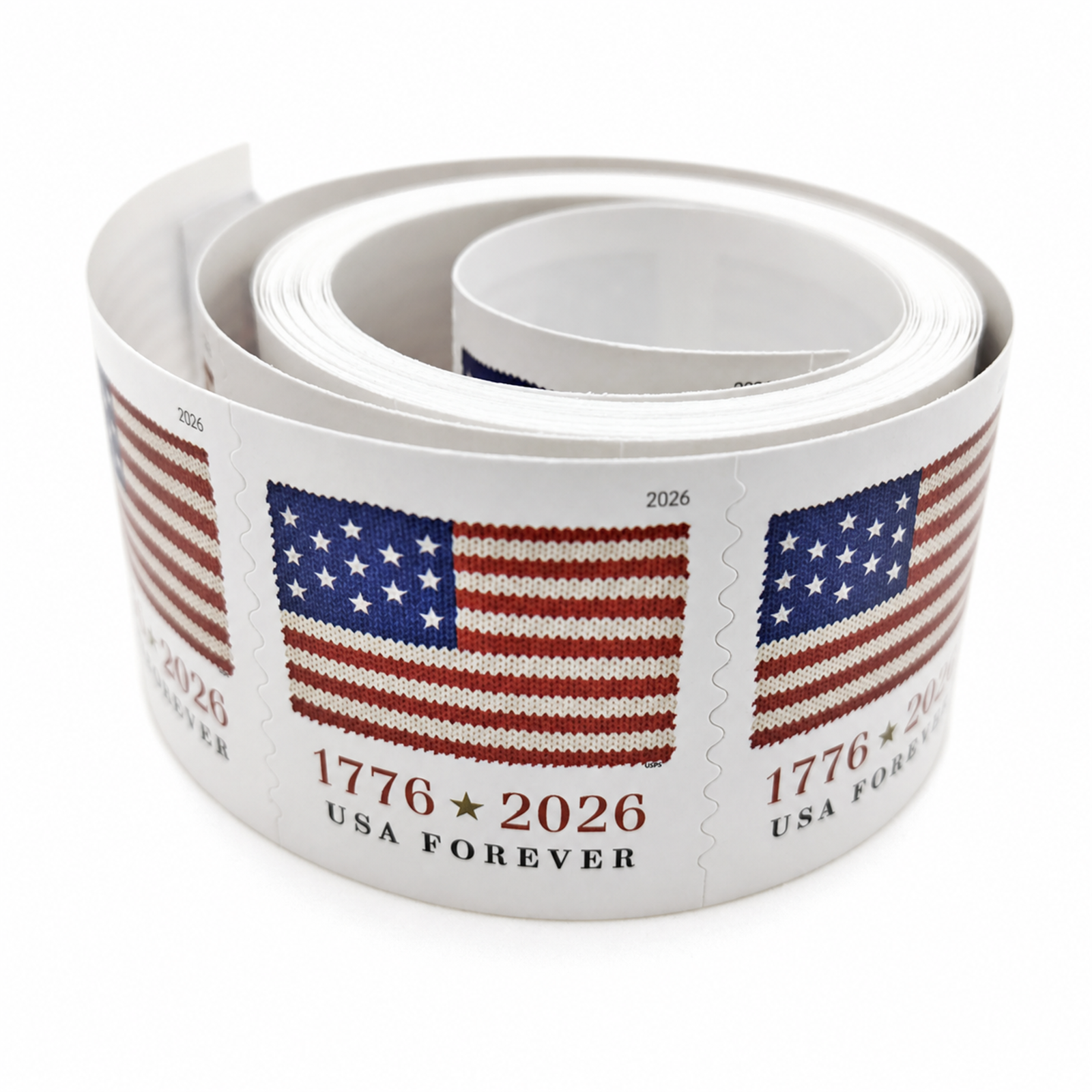 Additional product view showing the 2026 Flag Forever Stamps Rolls product