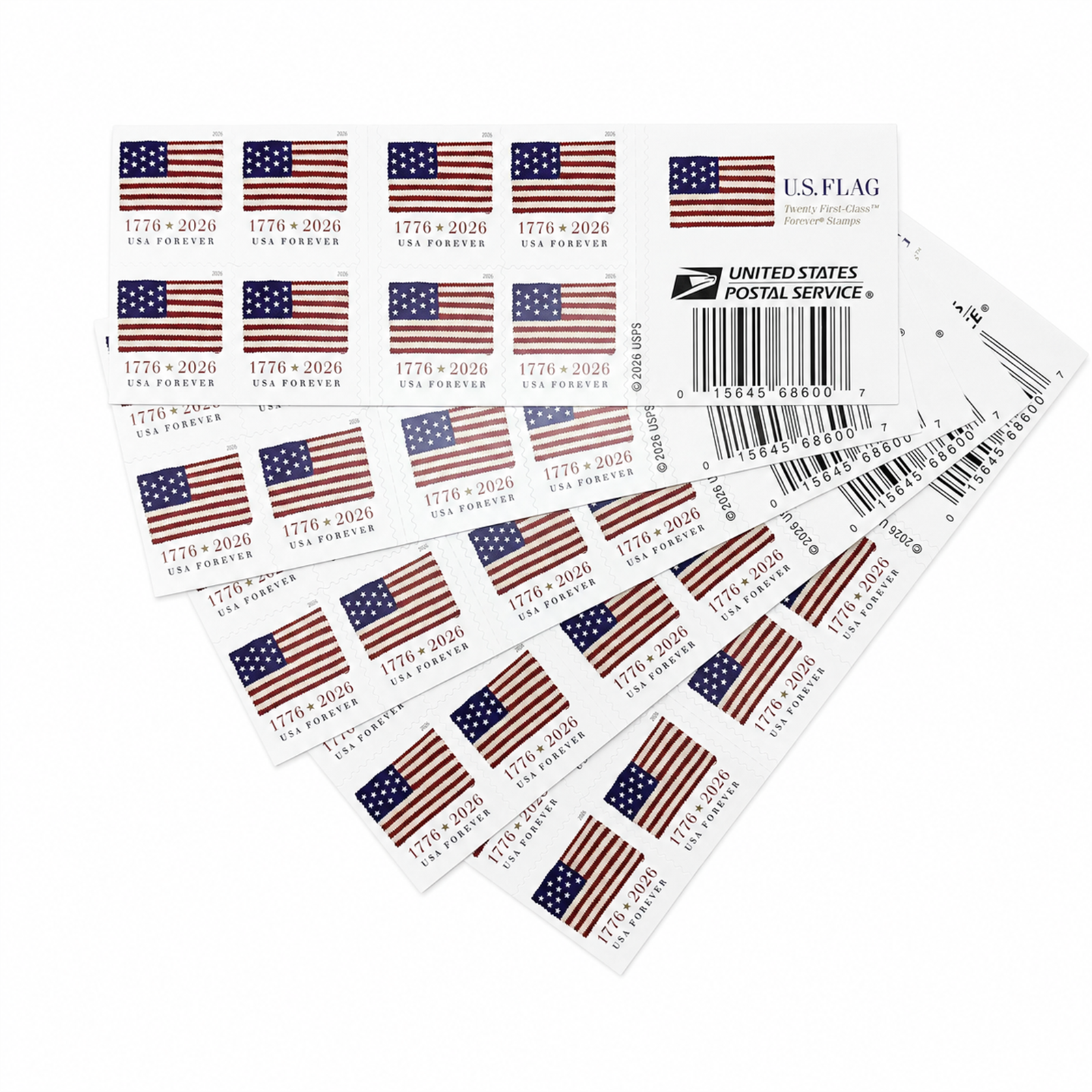 Additional product view showing the 2026 Flag Forever Stamps Rolls product