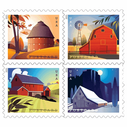 Barn Postcards Forever Stamps 2021 -100Pcs - Forever