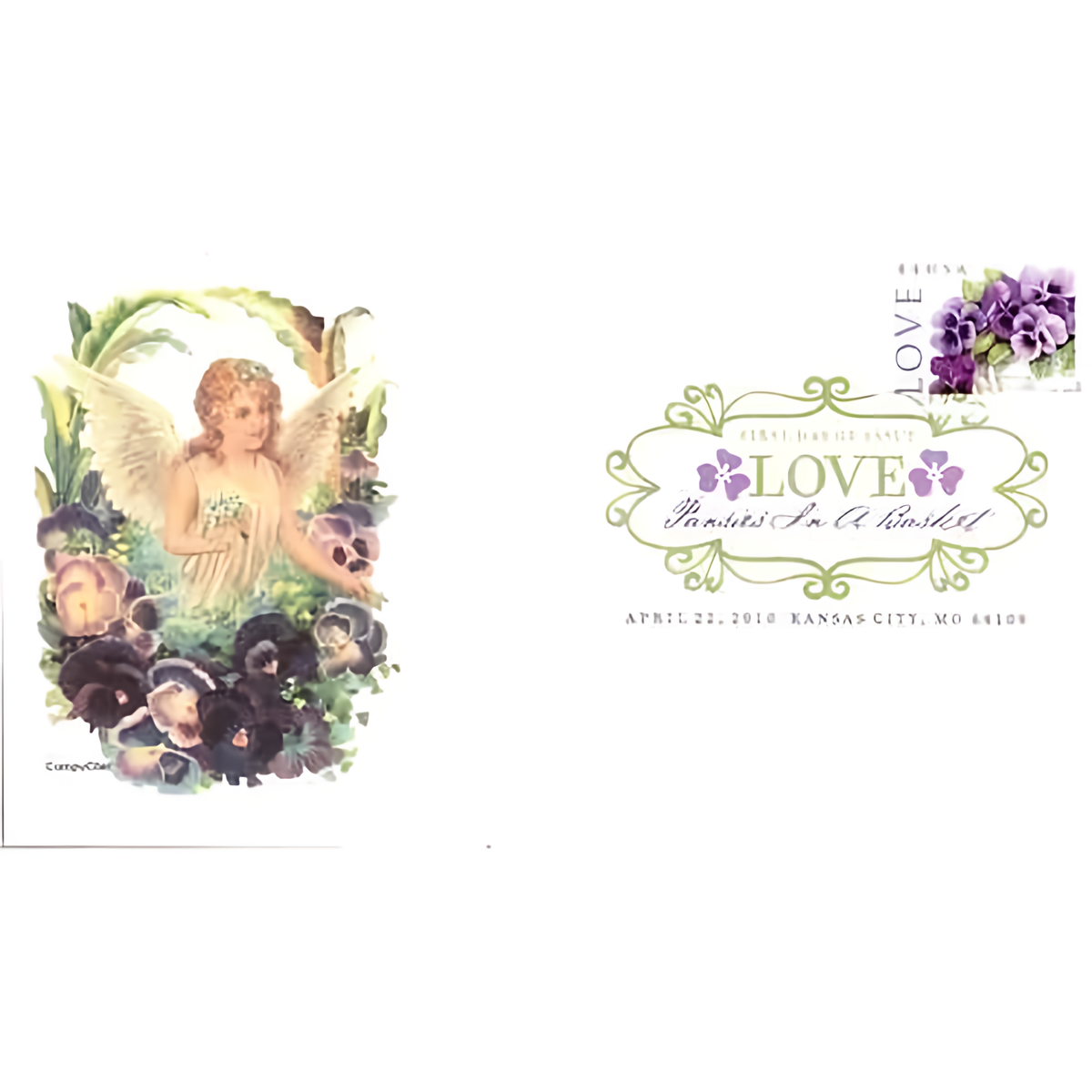 2010 Love Pansies stamp on a first-day-of-issue envelope