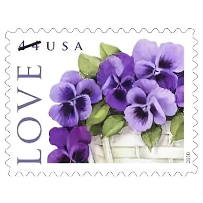 2010 Love Pansies in a Basket stamp close-up