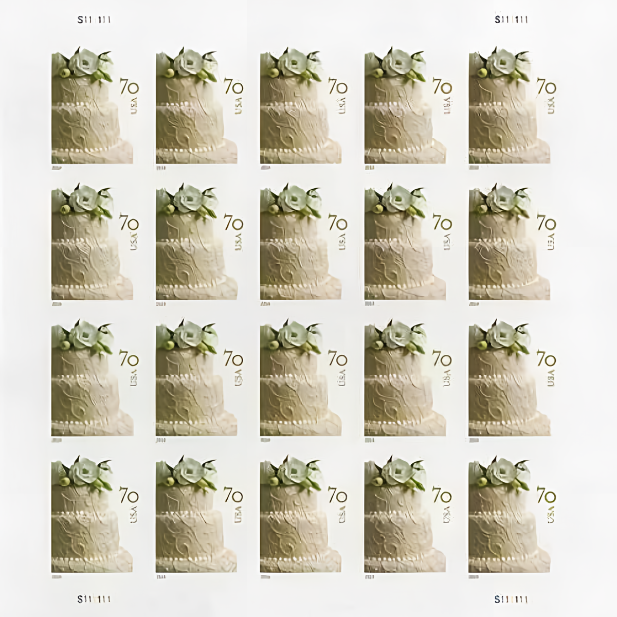 Sheet of 2014 Wedding Cake stamps