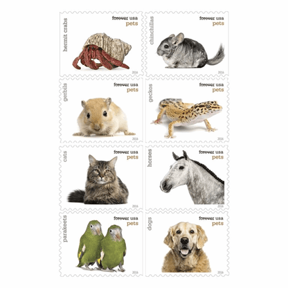 Pets Celebrate Animals Forever Stamps 2016 -100Pcs - Forever