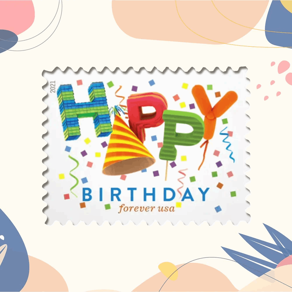 Happy Birthday Stamps 100Pcs - Forever