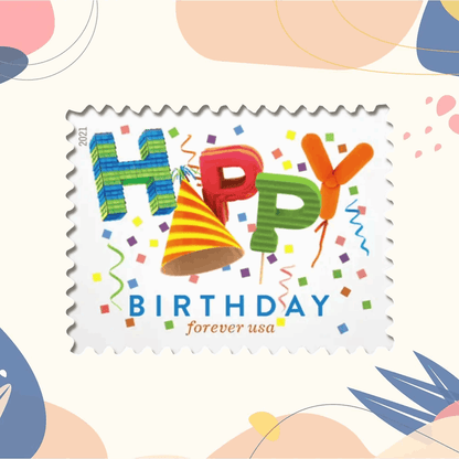 Happy Birthday Stamps 100Pcs - Forever