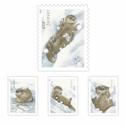 Otters In Snow (U.S. 2021) Forever Stamps 100 pcs - Forever