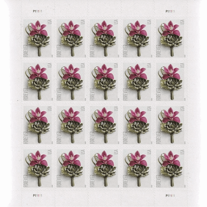 Contemporary Boutonniere Postage Stamps sheet of 20(5 sheets 100pcs) - Forever
