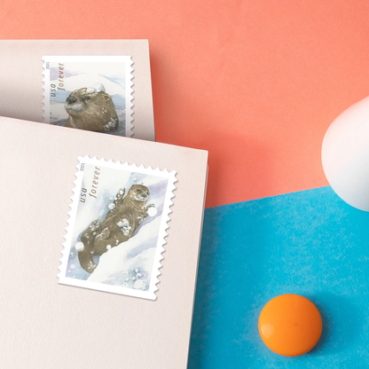 Otters In Snow (U.S. 2021) Forever Stamps 100 pcs