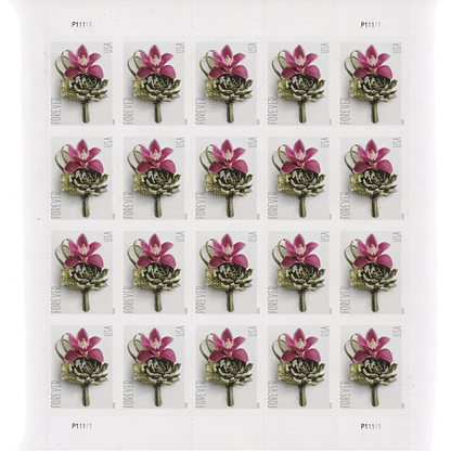 Sheet of Contemporary Boutonniere Forever stamps
