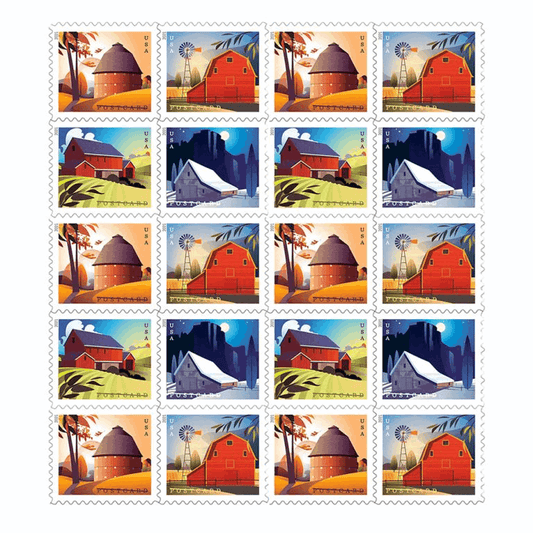 Barn Postcards Forever Stamps 2021 -100Pcs - Forever
