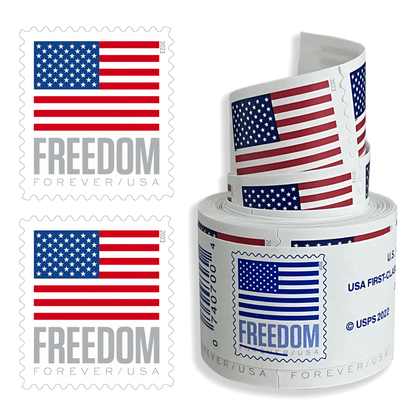 2023 U.S. Flag Freedom stamp roll and two loose stamps