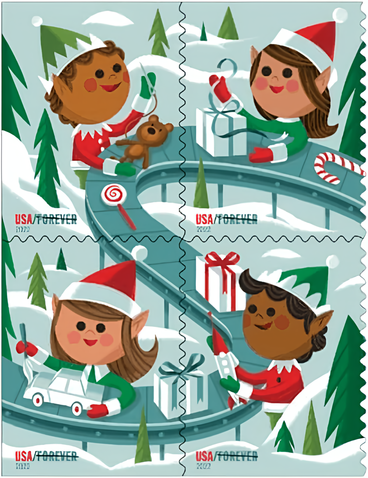 Holiday Elves Forever stamps