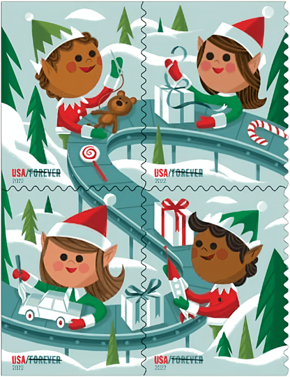 Holiday Elves Forever stamps
