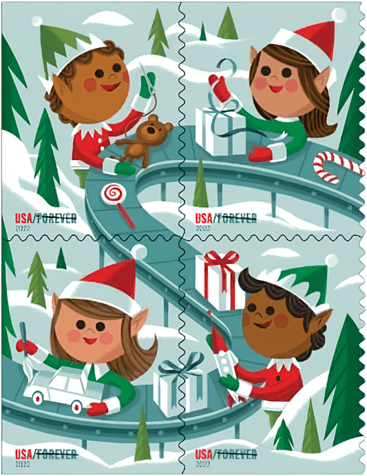 Holiday Elves Forever stamps