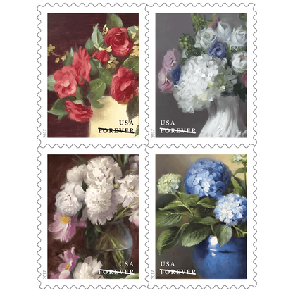 Four 2017 Garden Flowers stamp designs