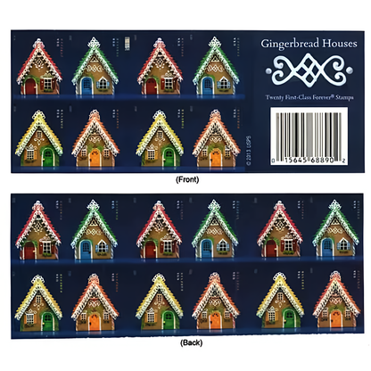 2013 Gingerbread Houses stamp booklet front and back