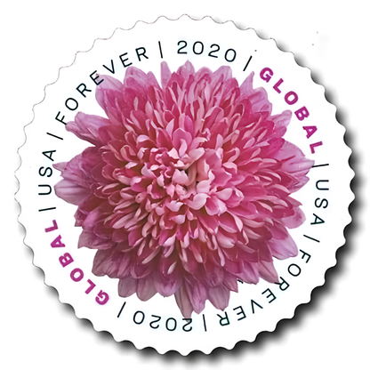 2020 Global Chrysanthemum international stamp close-up