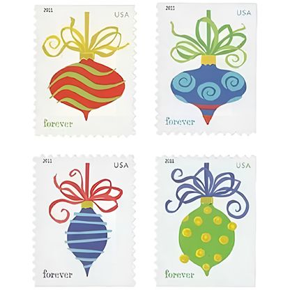 Four 2011 Holiday Baubles stamp designs