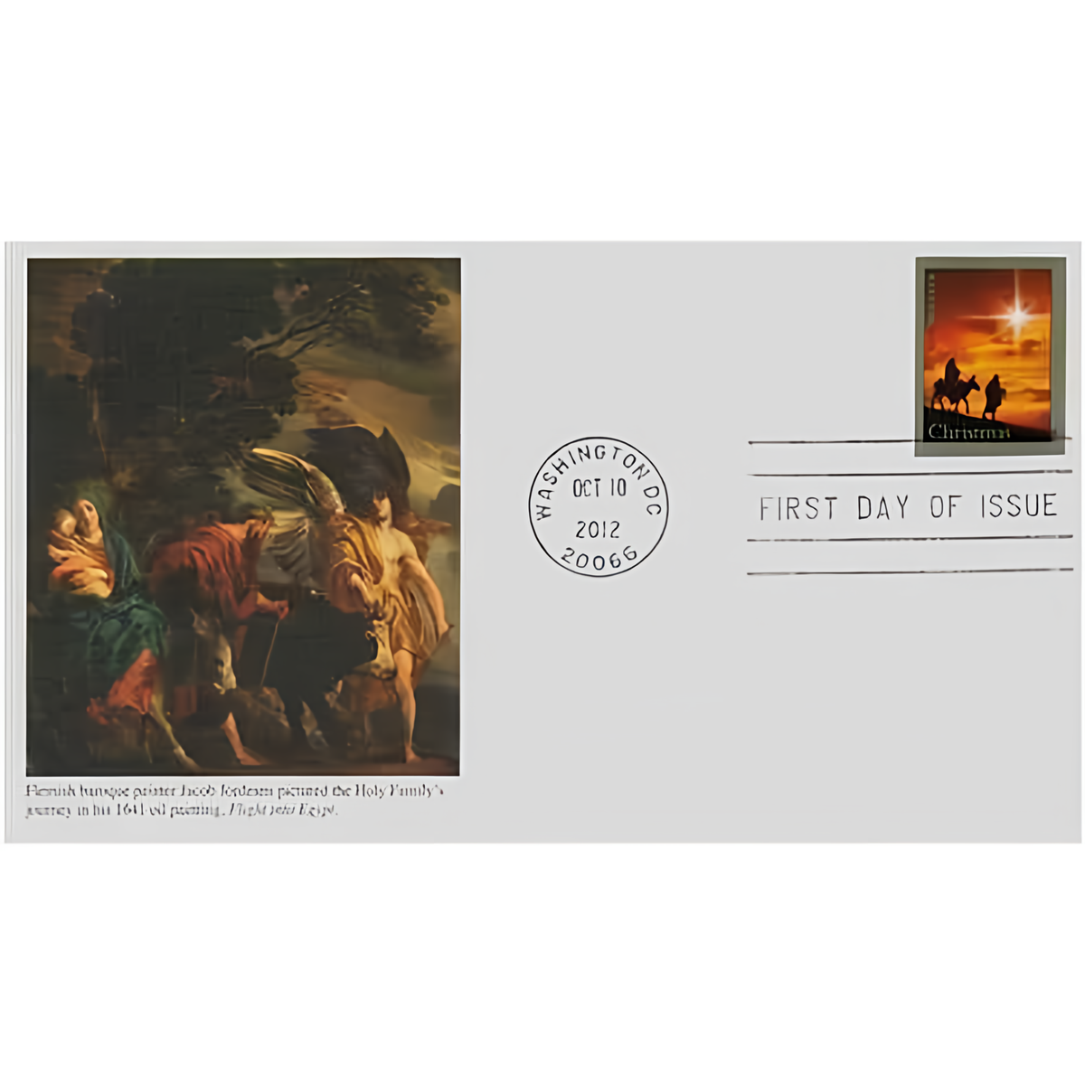 2012 Holy Family stamp on a first-day-of-issue envelope