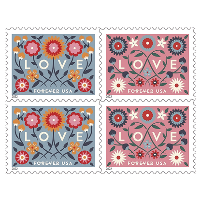 Block of four 2022 Love floral stamps