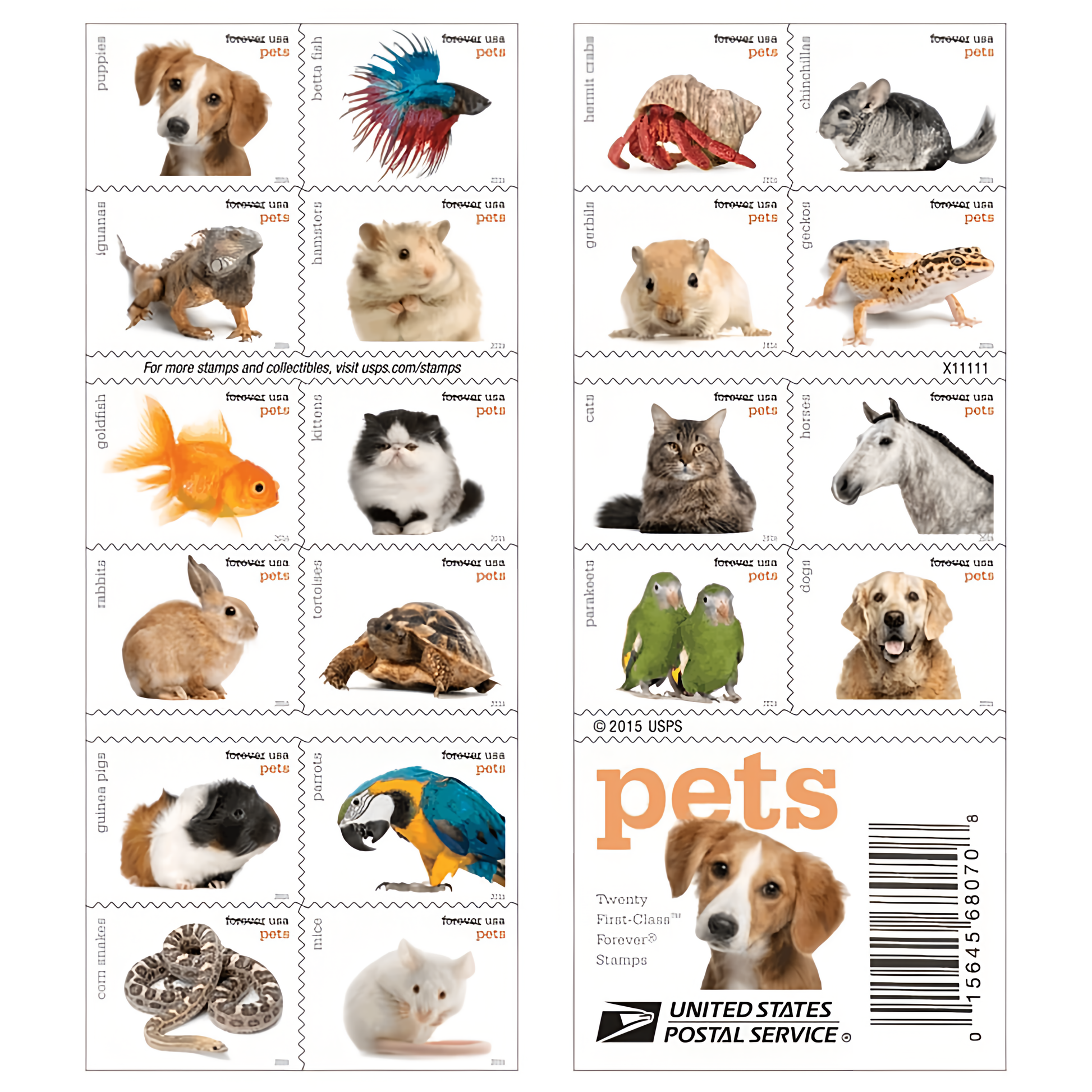 2016 Pets stamp booklet pane and cover