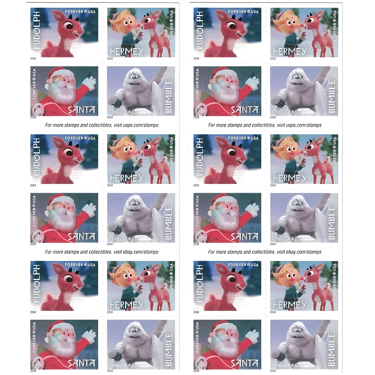 2014 Rudolph the Red-Nosed Reindeer stamp booklet panes