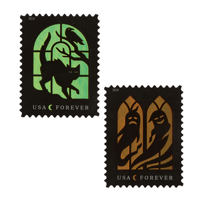 Two Spooky Silhouettes Halloween stamp designs