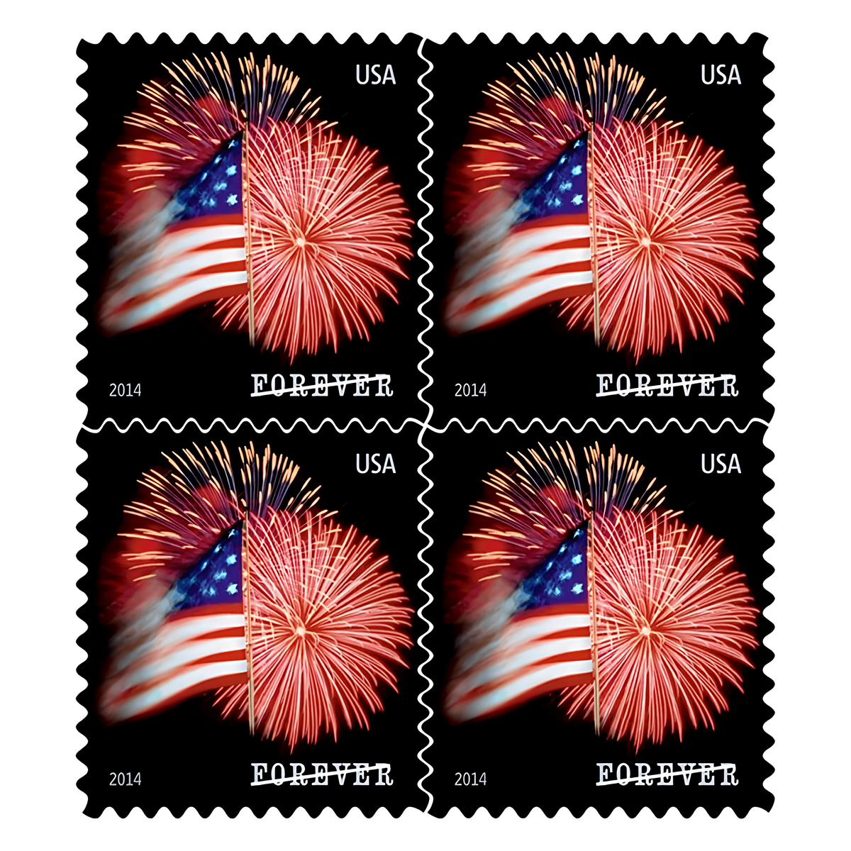 Block of four 2014 Star-Spangled Banner stamps
