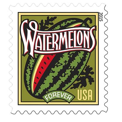 2015 Watermelons Forever stamp close-up