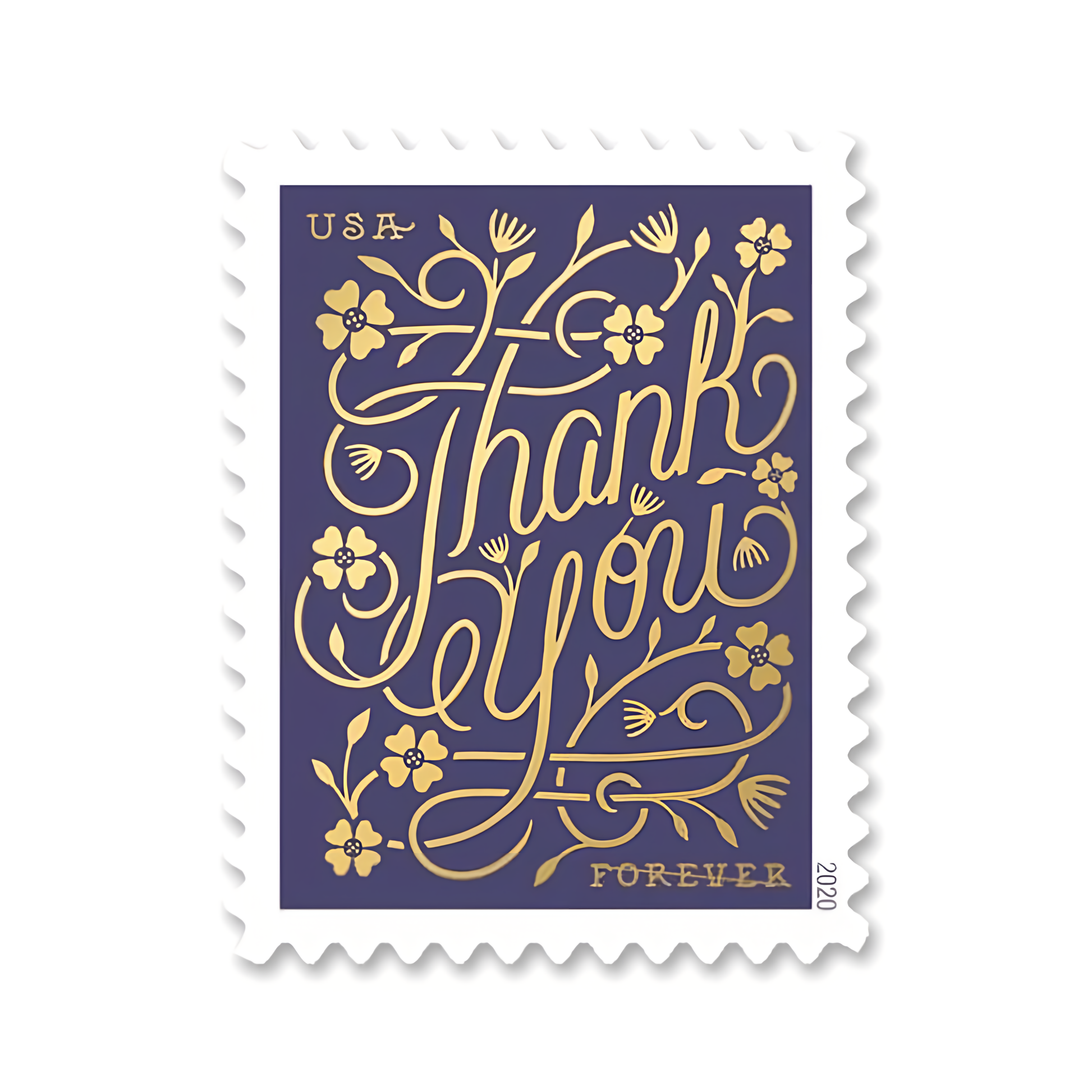 Purple 2020 Thank You Forever stamp close-up
