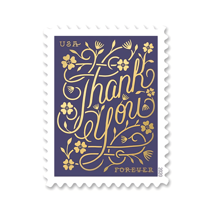 Purple 2020 Thank You Forever stamp close-up