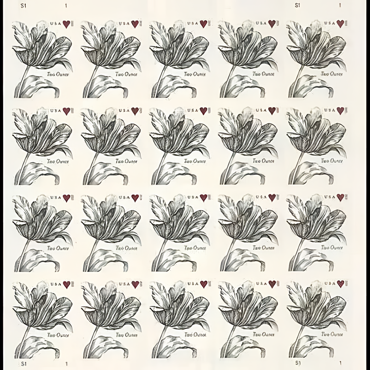 Sheet of 2015 Vintage Tulip two-ounce stamps